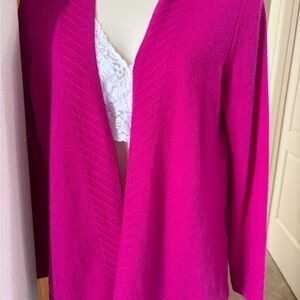 Charter's Club Cashmere Women's Fuchsia Open Front Sweater